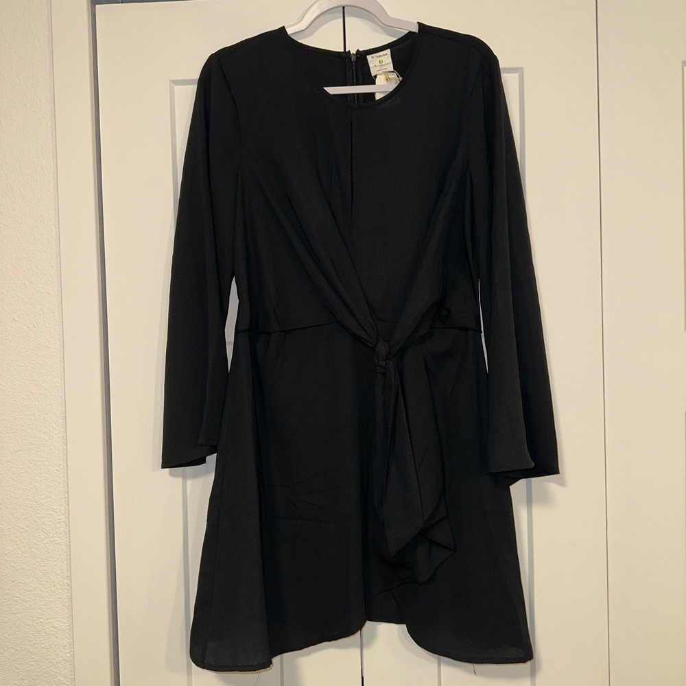 By Together Black Tie Front Dress Long Sleeve Party Cocktail Size L